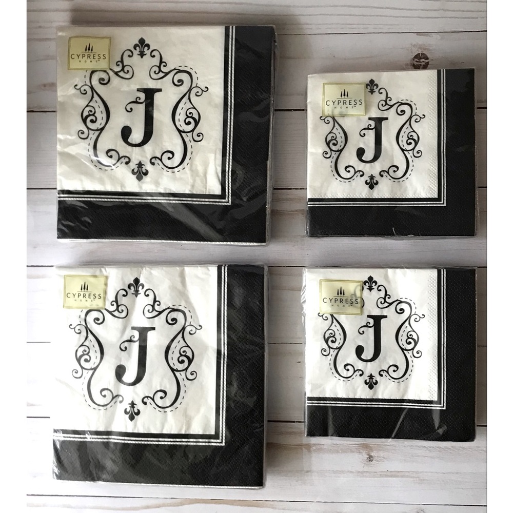 Cypress Home Four Packs Napkins Mongram J